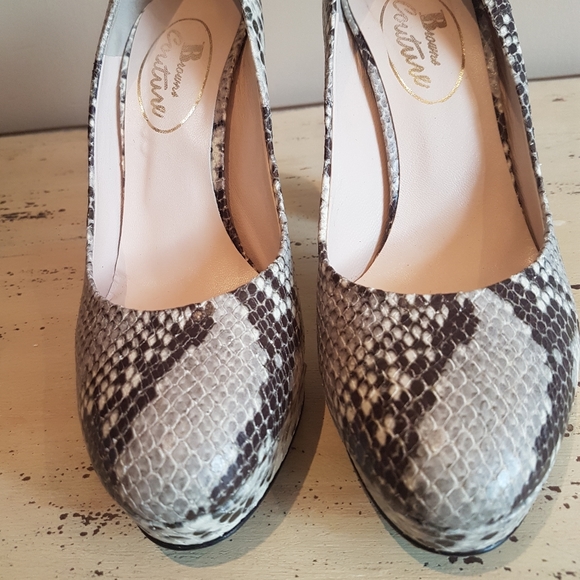 ❤Brown's Couture❤ platform snakeskin leather heel - Picture 7 of 7